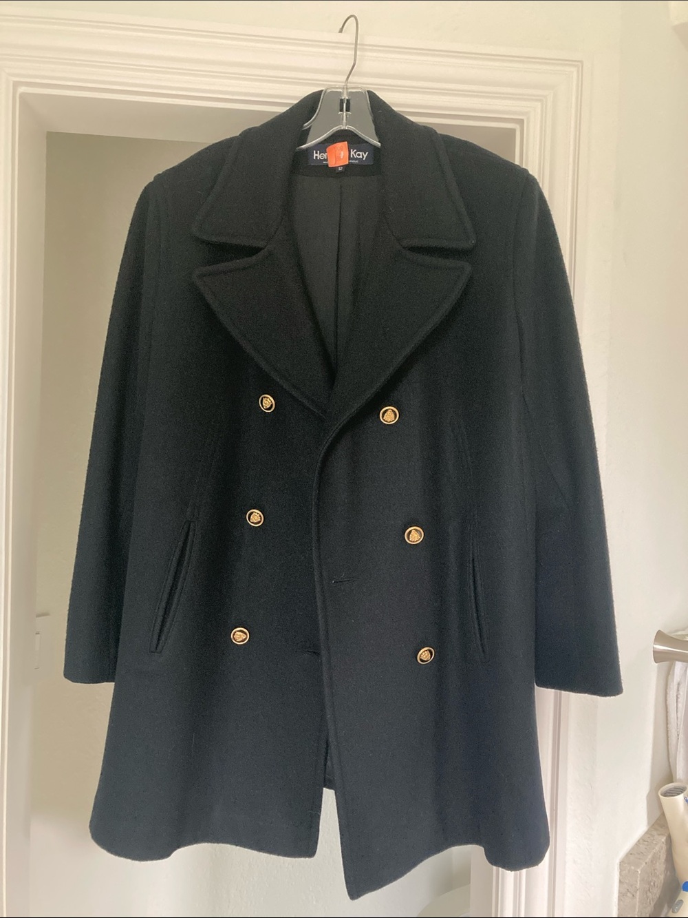 Herman Kay 80% wool coat navy 12